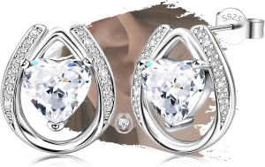 Sterling Silver Love Heart Earrings Studs Charms Hypoallergenic Fashion Teardrop with CZ Stud Jewelry Birthday Gift for Women