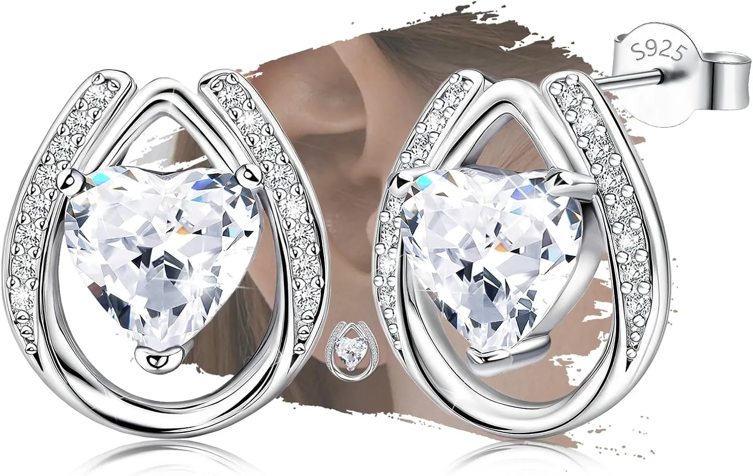 Sterling Silver Love Heart Earrings Studs Charms Hypoallergenic Fashion Teardrop with CZ Stud Jewelry Birthday Gift for Women