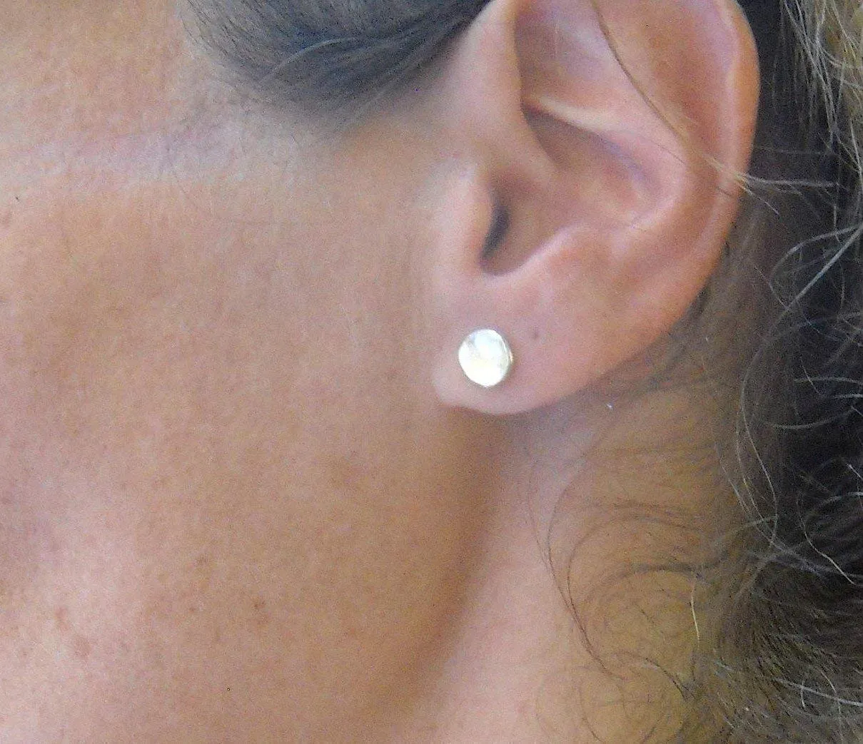 Sterling Silver Stud Earrings, Small Minimalist Round Simple Post Earrings, Minimalist Hammered Studs, Artisan Classic, Rustic, Handmade Sterling Silver Jewelry Gift for Women and Girls, Second Hole
