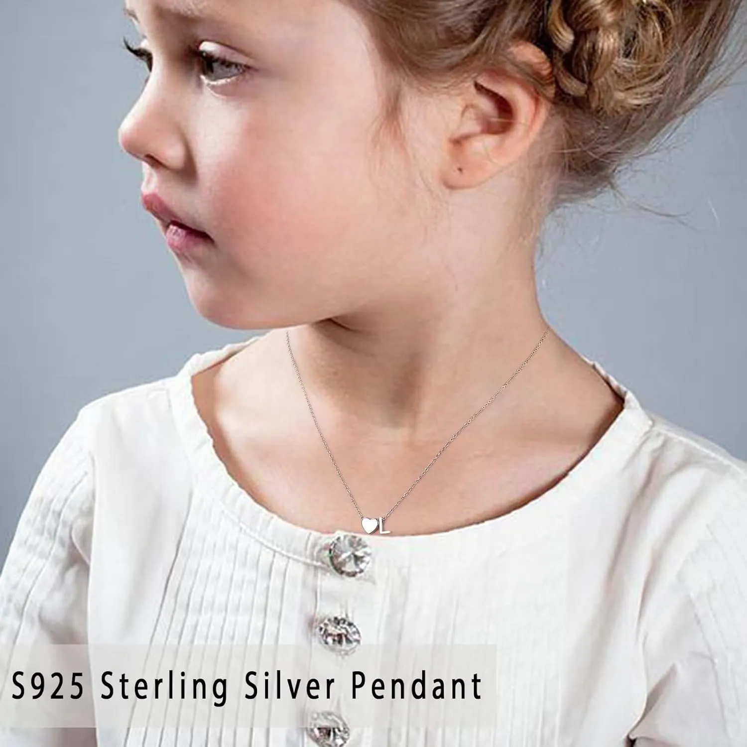 STORUP Graduation Gifts for Her - S925 Sterling Silver Heart Initial Necklaces for Kids Girls Graduation Gifts Birthday Gifts for Wife Her Daughter