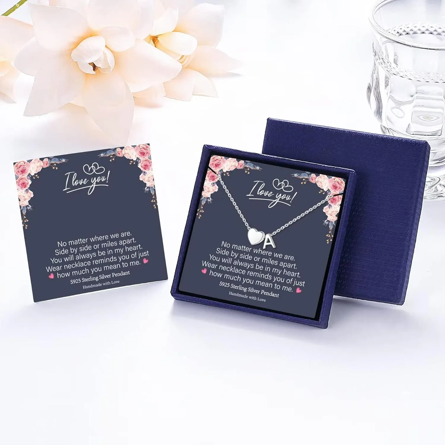 STORUP Graduation Gifts for Her - S925 Sterling Silver Heart Initial Necklaces for Kids Girls Graduation Gifts Birthday Gifts for Wife Her Daughter