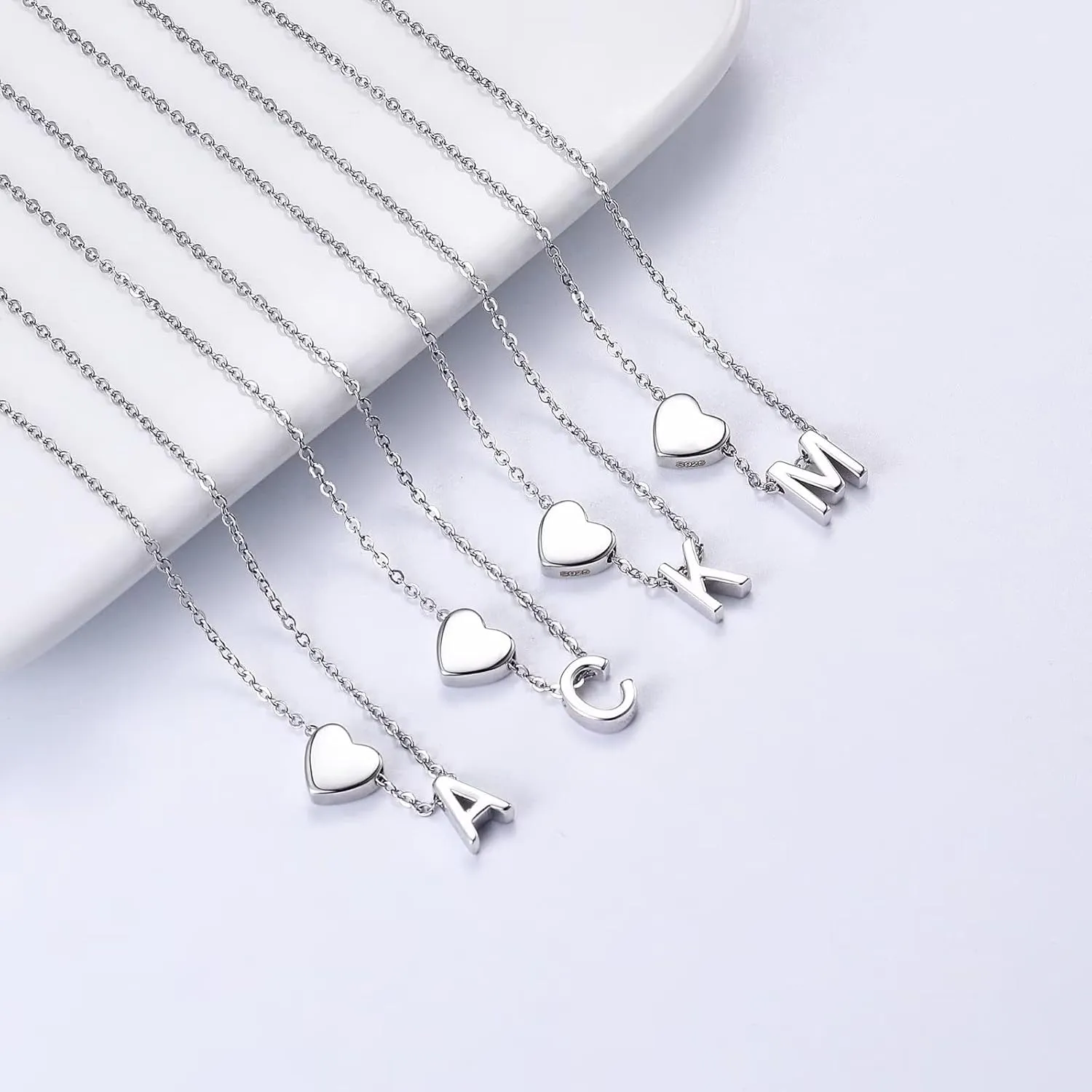 STORUP Graduation Gifts for Her - S925 Sterling Silver Heart Initial Necklaces for Kids Girls Graduation Gifts Birthday Gifts for Wife Her Daughter