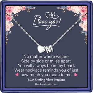 STORUP Graduation Gifts for Her - S925 Sterling Silver Heart Initial Necklaces for Kids Girls Graduation Gifts Birthday Gifts for Wife Her Daughter