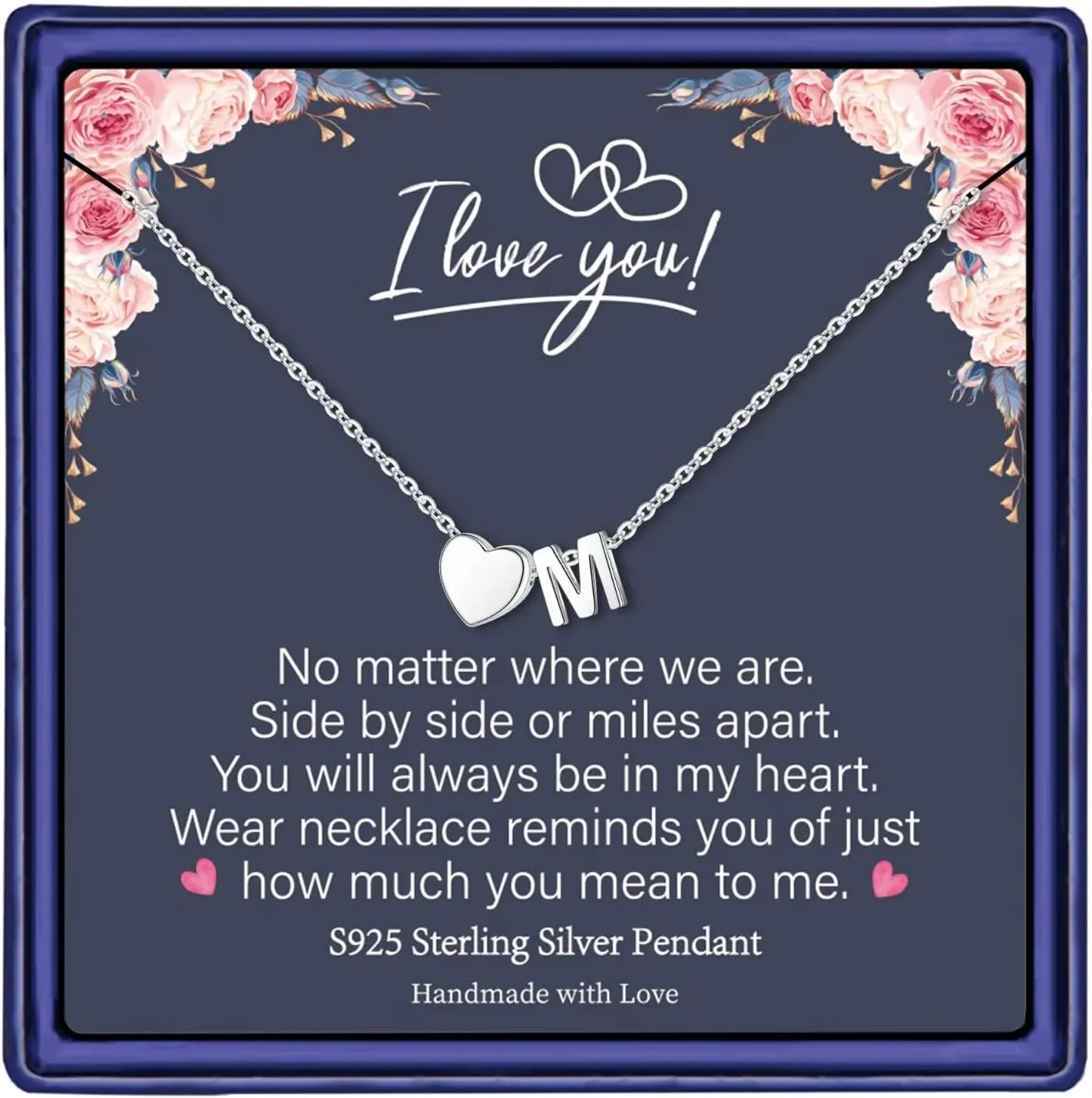 STORUP Graduation Gifts for Her - S925 Sterling Silver Heart Initial Necklaces for Kids Girls Graduation Gifts Birthday Gifts for Wife Her Daughter