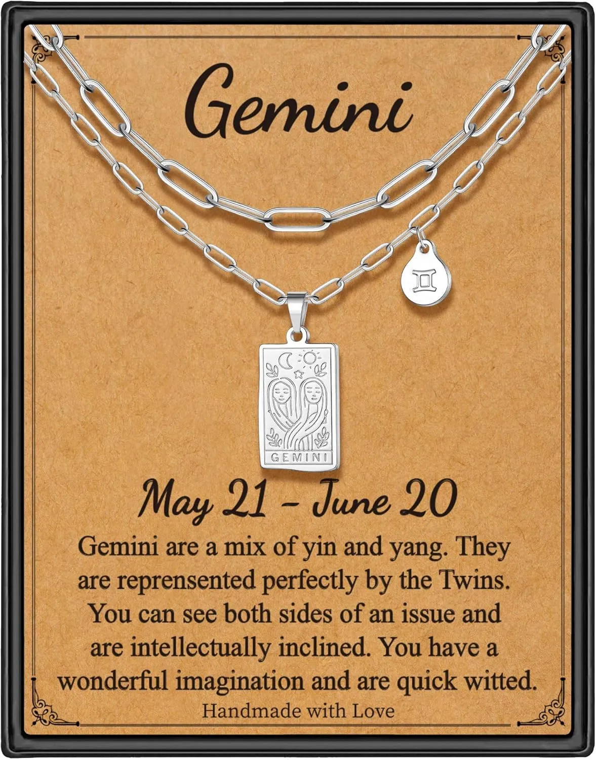 STORUP Zodiac Layered Necklaces for Women, Retro 12 Constellation Pendant Necklace for Women Tarot Card Necklace Jewelry Mothers Day Birthday Gift for Her