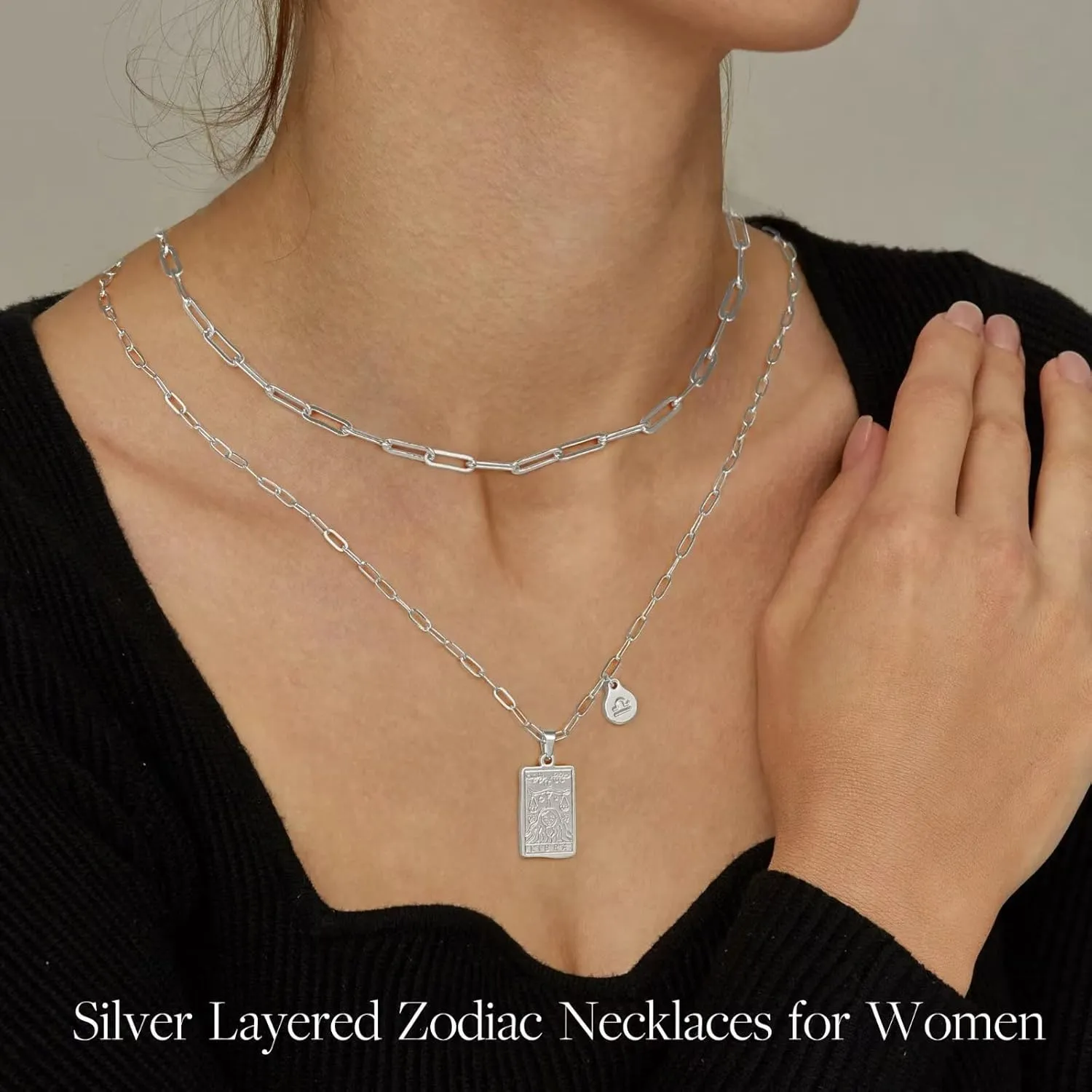 STORUP Zodiac Layered Necklaces for Women, Retro 12 Constellation Pendant Necklace for Women Tarot Card Necklace Jewelry Mothers Day Birthday Gift for Her