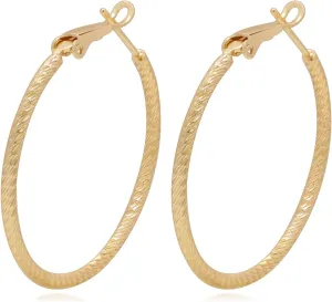 Stylish Women's 18k Gold Plated Hoop Earrings Classic Design and Fashionable 35MM