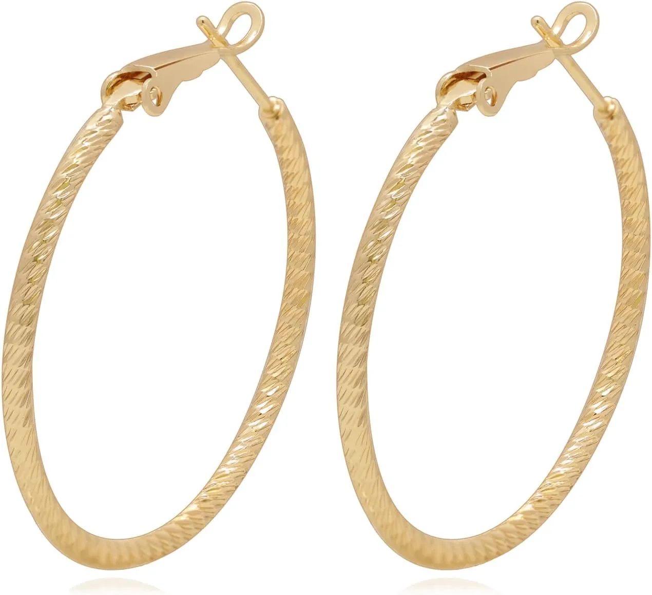 Stylish Women's 18k Gold Plated Hoop Earrings Classic Design and Fashionable 35MM