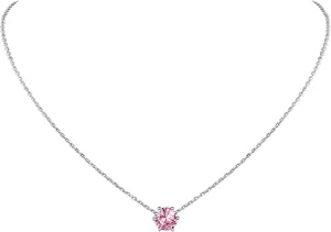Suplight 925 Sterling Silver 6 Prong Birthstone Necklace/Stud Earrings, Dainty Small Crystal Jewelry for Women (with Gift Box)