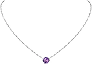 Suplight 925 Sterling Silver 6 Prong Birthstone Necklace/Stud Earrings, Dainty Small Crystal Jewelry for Women (with Gift Box)