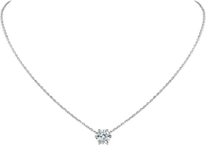 Suplight 925 Sterling Silver 6 Prong Birthstone Necklace/Stud Earrings, Dainty Small Crystal Jewelry for Women (with Gift Box)