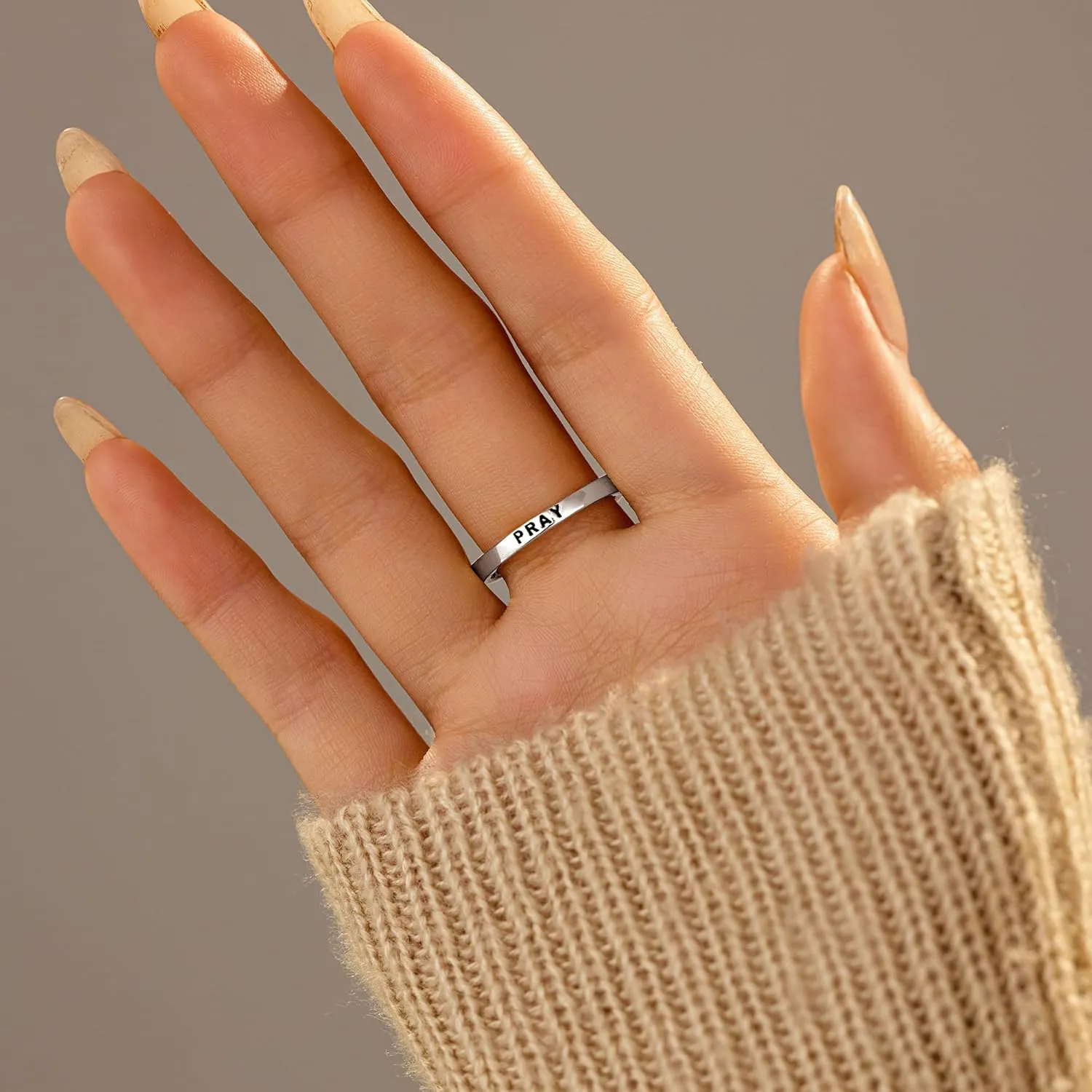 SUYACS 14K Gold Plated Cross Pray Rings for Women Non Tarnish 925 Sterling Silver Dainty CZ Faith Ring Trendy Stackable Eternity Promise Ring Birthday Wedding Jewelry Gifts to My Daughter