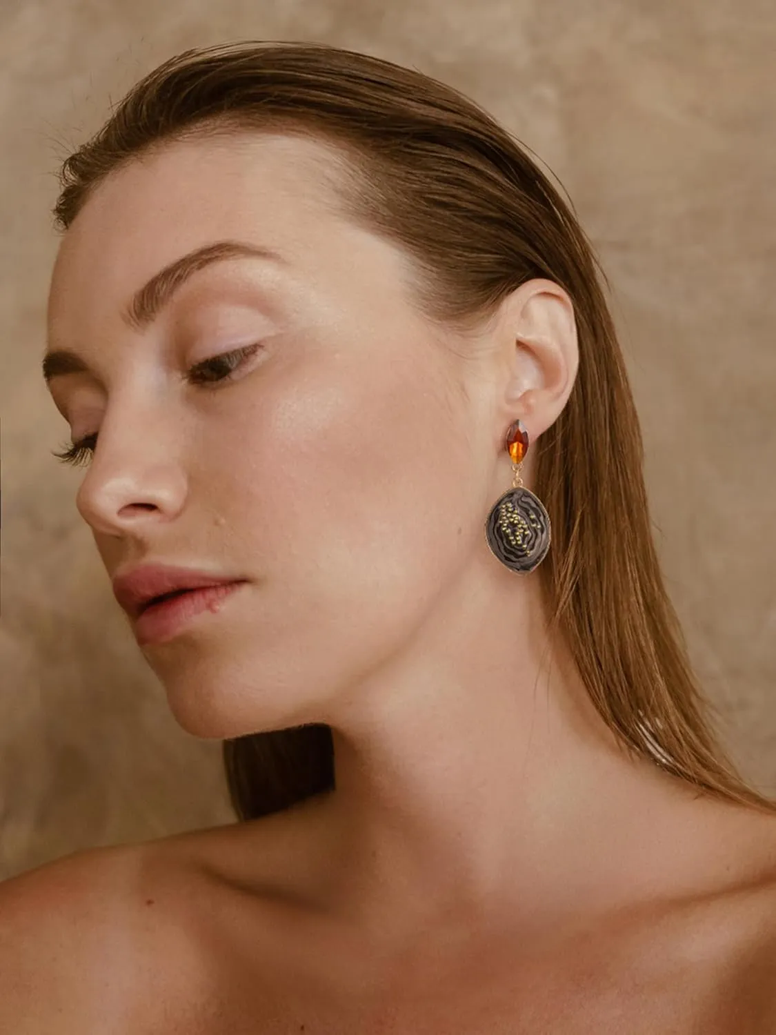 SWEETV Vintage 18K Gold Plated Statement Earrings for Women Trendy, Antique Enamel Chunky Drop Dangle Earrings, Big Crystal Earrings for Fashion Prom Jewelry Gifts
