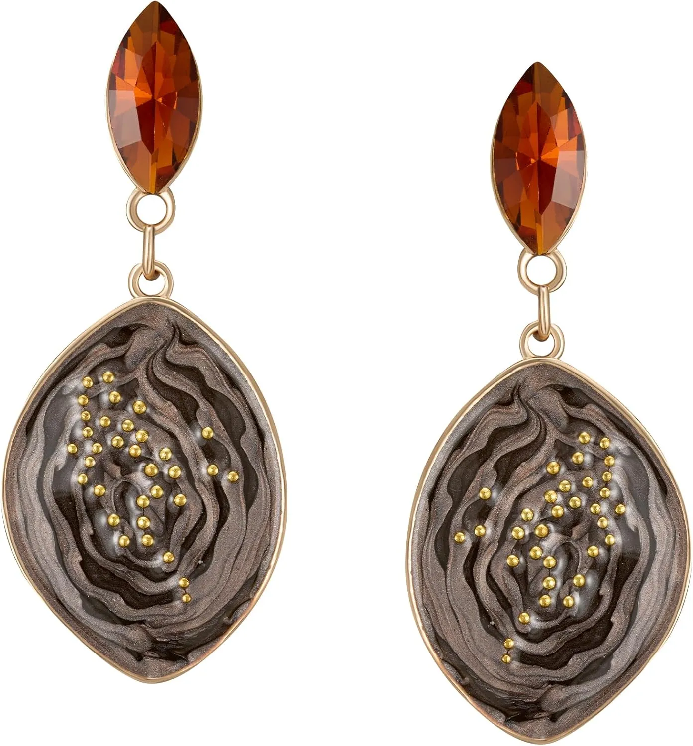 SWEETV Vintage 18K Gold Plated Statement Earrings for Women Trendy, Antique Enamel Chunky Drop Dangle Earrings, Big Crystal Earrings for Fashion Prom Jewelry Gifts