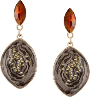 SWEETV Vintage 18K Gold Plated Statement Earrings for Women Trendy, Antique Enamel Chunky Drop Dangle Earrings, Big Crystal Earrings for Fashion Prom Jewelry Gifts