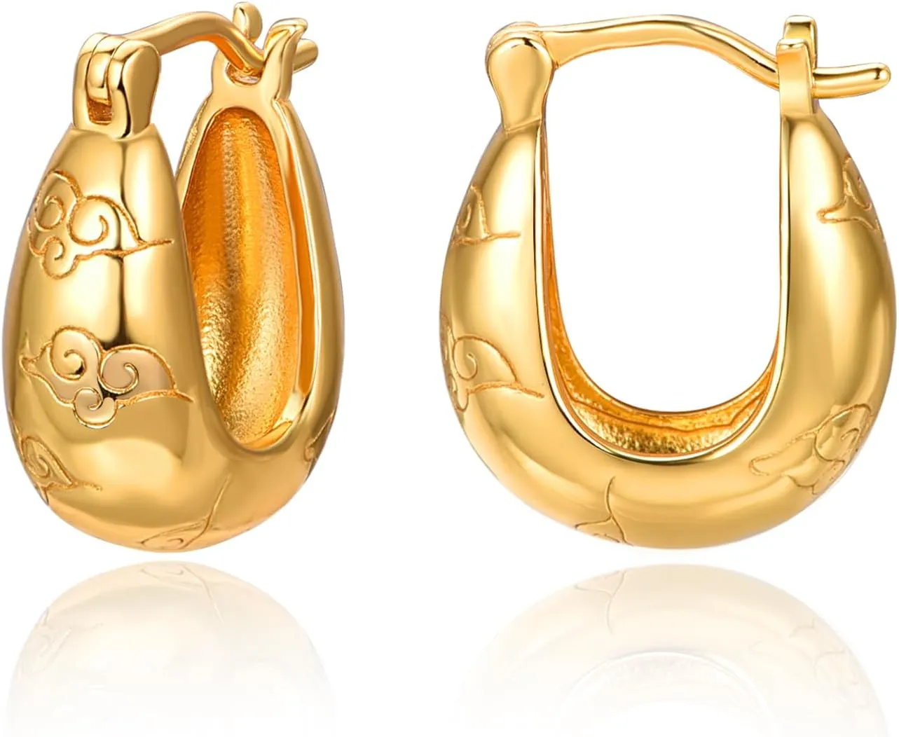 TANGPOET Chunky Gold Hoop Earrings for Women 925 Sterling Silver, 24K Gold Plated Thick Hoop Earrings Hypoallergenic Jewelry Gifts for Women Girls
