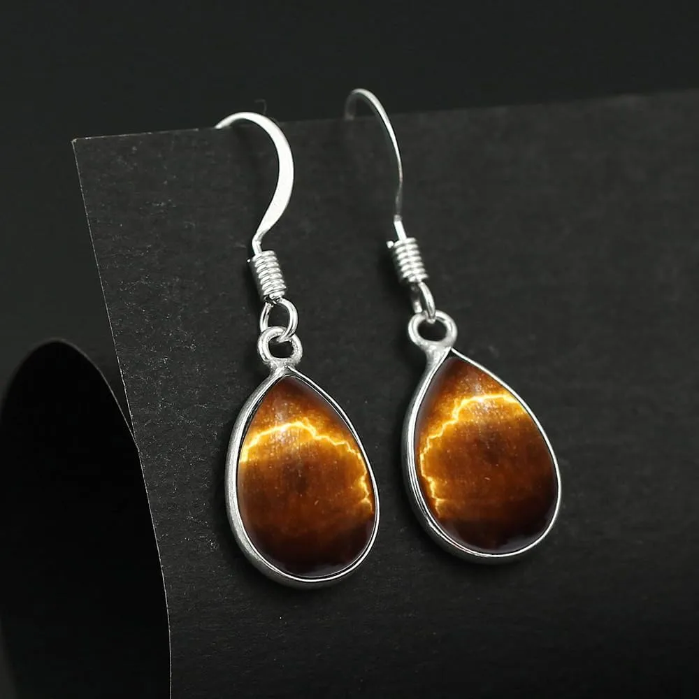 Teardrop Shape Gemstone Dangle Earrings for Women - Sterling Silver Plated Birthstone Dangle & Drop Handmade Jewelry Earrings - Wedding Chrisrmas Mother's Day Gifts for Her