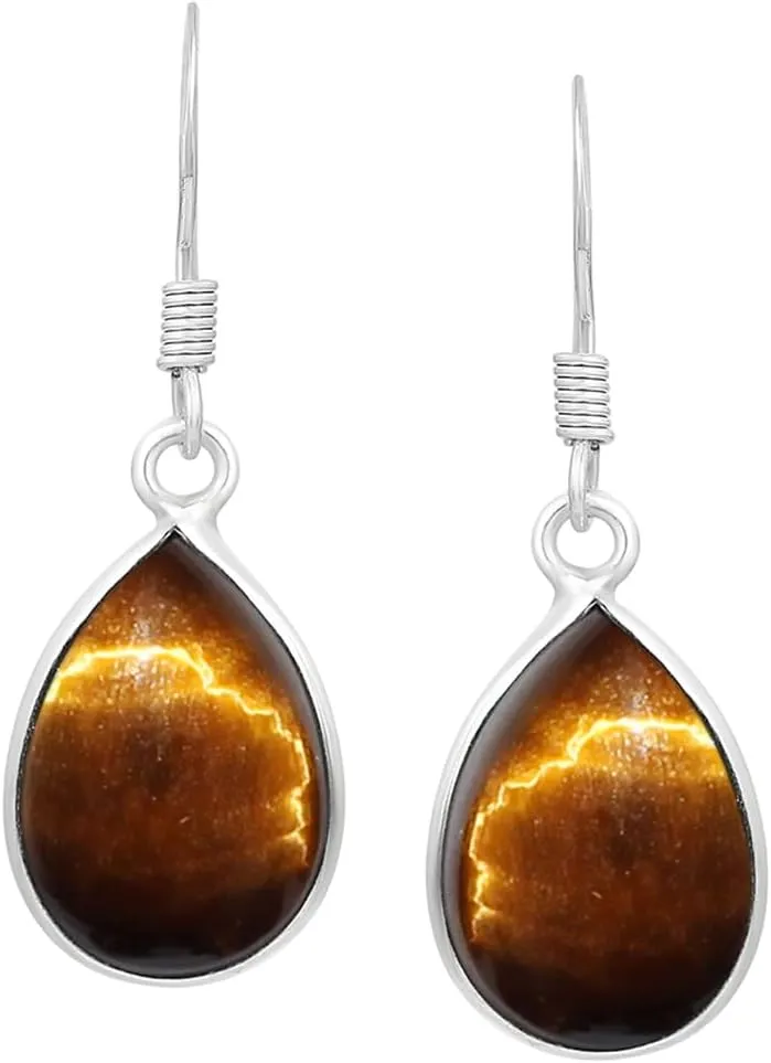 Teardrop Shape Gemstone Dangle Earrings for Women - Sterling Silver Plated Birthstone Dangle & Drop Handmade Jewelry Earrings - Wedding Chrisrmas Mother's Day Gifts for Her