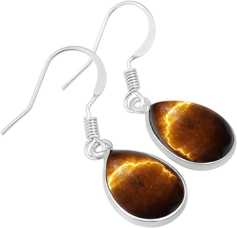 Teardrop Shape Gemstone Dangle Earrings for Women - Sterling Silver Plated Birthstone Dangle & Drop Handmade Jewelry Earrings - Wedding Chrisrmas Mother's Day Gifts for Her