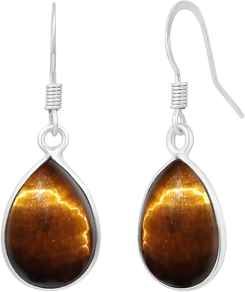 Teardrop Shape Gemstone Dangle Earrings for Women - Sterling Silver Plated Birthstone Dangle & Drop Handmade Jewelry Earrings - Wedding Chrisrmas Mother's Day Gifts for Her