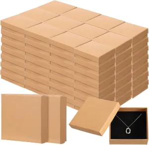 Tenceur 100 Pcs Jewelry Gift Boxes Bulk Kraft Jewelry Cardboard Boxes for Necklace Earring Bracelet Storage Package Display