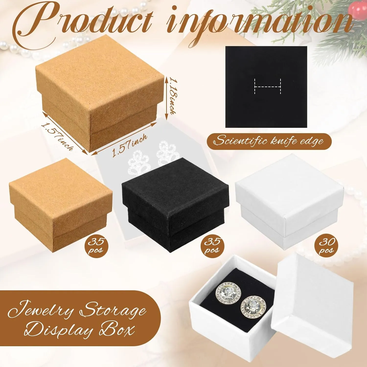 Tenceur 100 Pcs Jewelry Gift Boxes Bulk Kraft Jewelry Cardboard Boxes for Necklace Earring Bracelet Storage Package Display