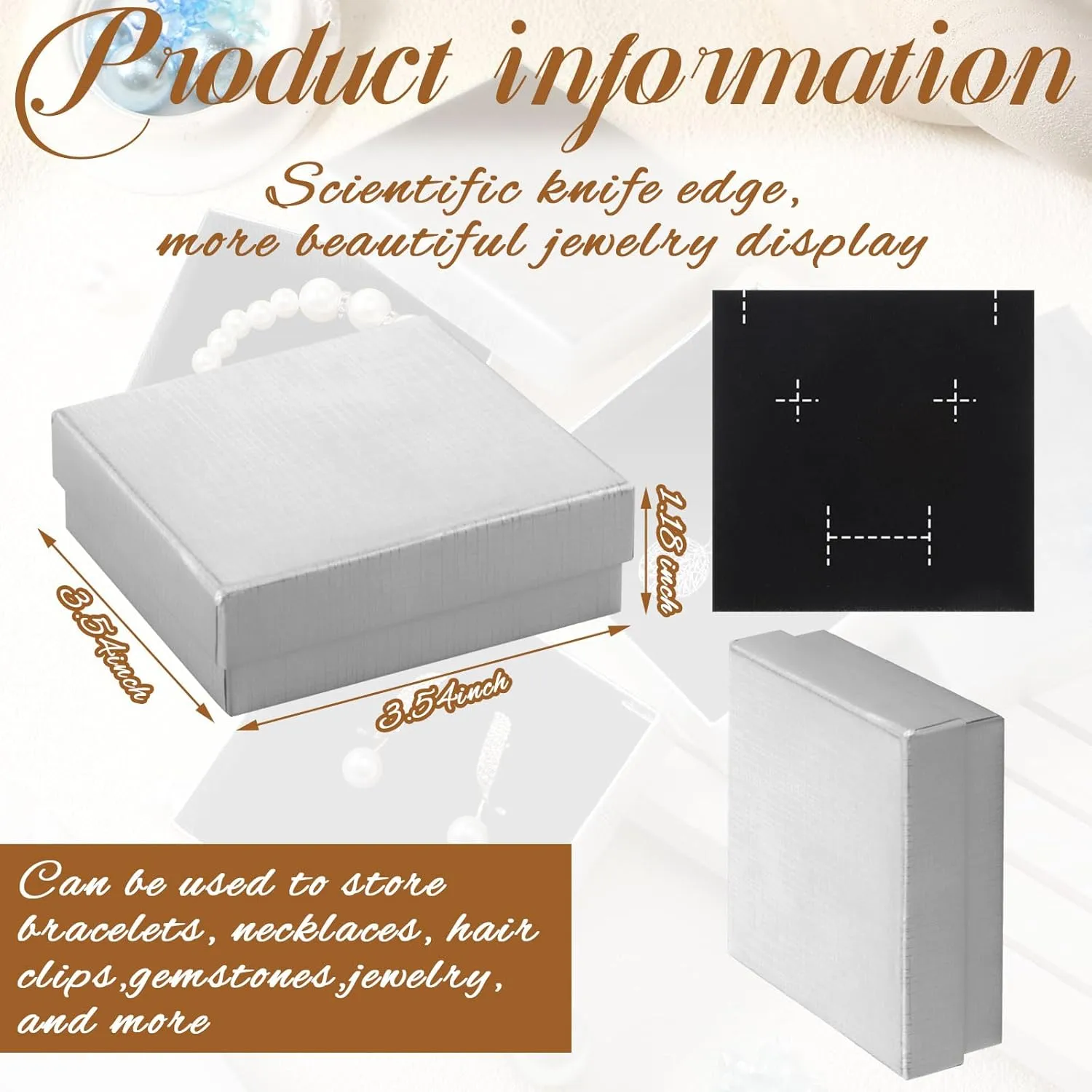 Tenceur 100 Pcs Jewelry Gift Boxes Bulk Kraft Jewelry Cardboard Boxes for Necklace Earring Bracelet Storage Package Display