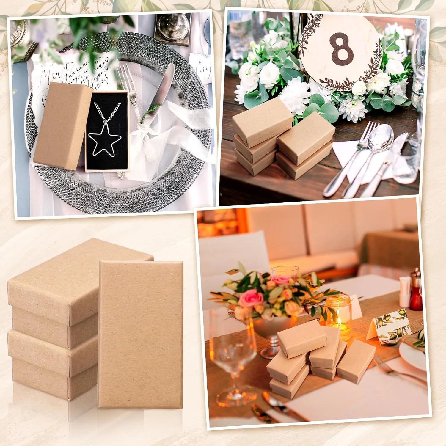 Tenceur 100 Pcs Jewelry Gift Boxes Bulk Kraft Jewelry Cardboard Boxes for Necklace Earring Bracelet Storage Package Display