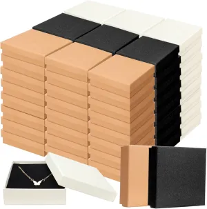 Tenceur 100 Pcs Jewelry Gift Boxes Bulk Kraft Jewelry Cardboard Boxes for Necklace Earring Bracelet Storage Package Display