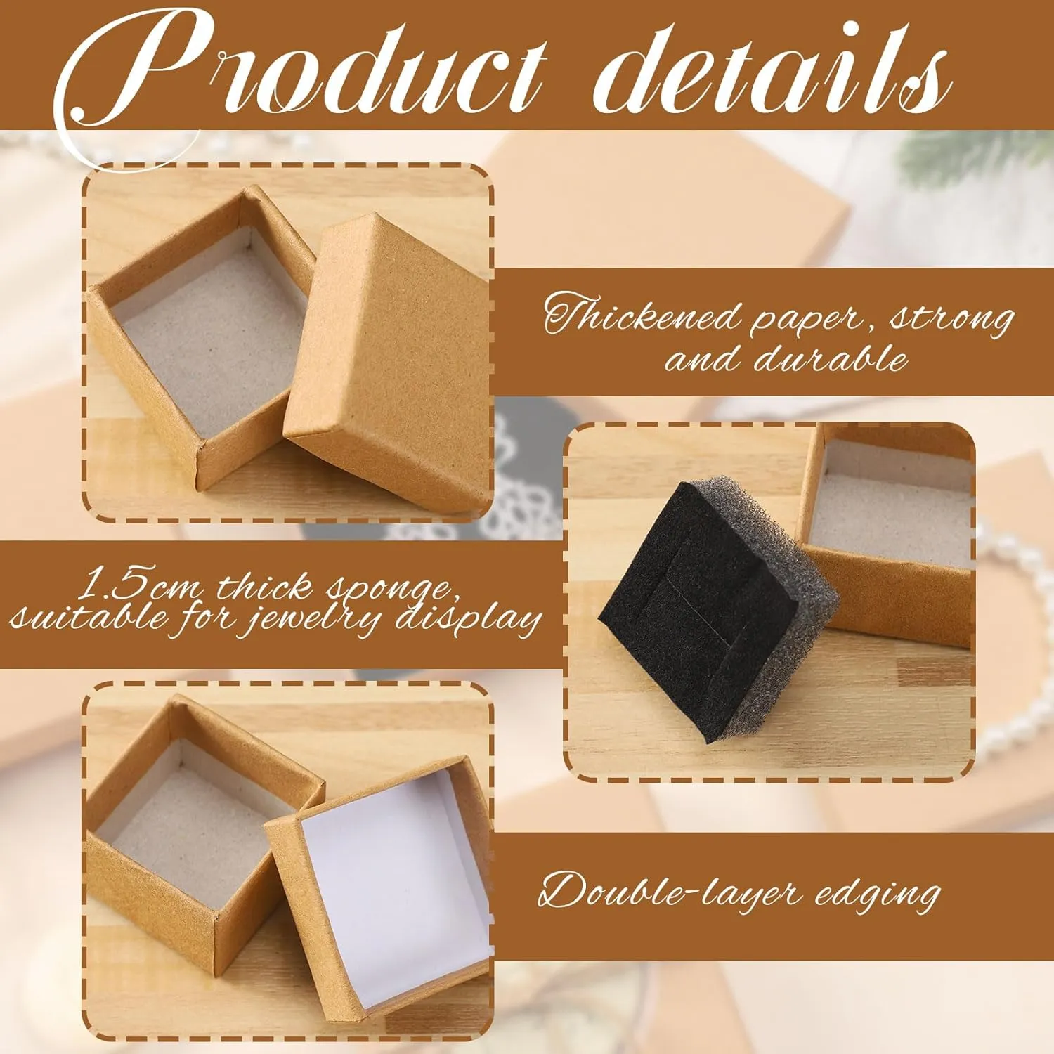 Tenceur 100 Pcs Jewelry Gift Boxes Bulk Kraft Jewelry Cardboard Boxes for Necklace Earring Bracelet Storage Package Display