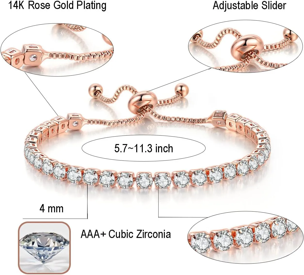 Tennis Bracelets for Women Cubic Zirconia Tennis Bracelet for Women Birthstone Bracelet Jewelry for women Fashion Jewelry Wedding Gift