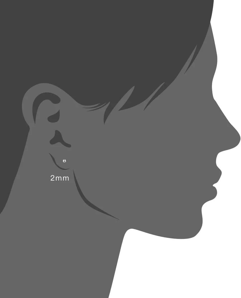 TGNEL 2mm-6mm Ball Titanium Earrings for Tragus/Cartilage/Helix - Silver/14K Gold Plated, Medical Grade for Sensitive Ears