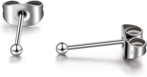 TGNEL 2mm-6mm Ball Titanium Earrings for Tragus/Cartilage/Helix - Silver/14K Gold Plated, Medical Grade for Sensitive Ears
