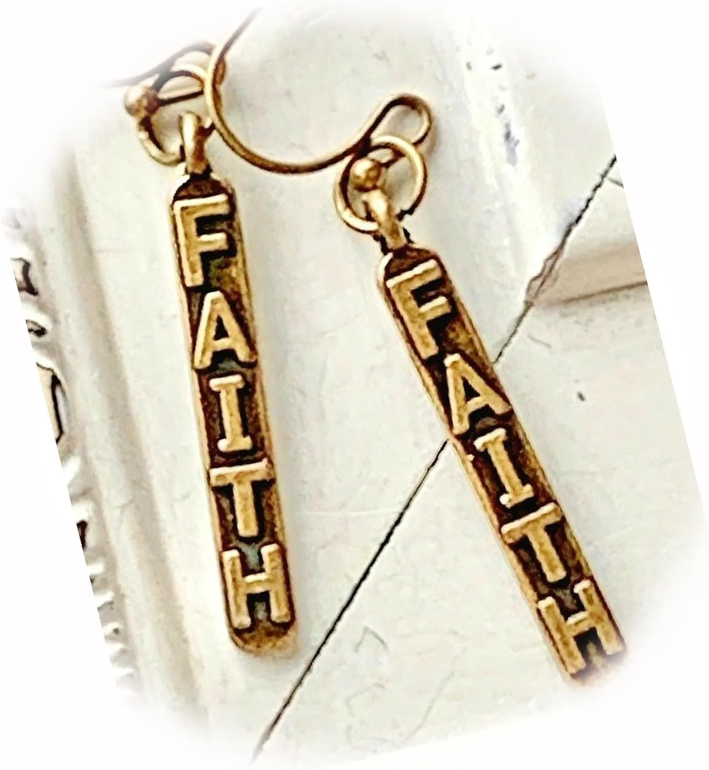 The New Bronze Faith Dangle Earrings Love Believe Ideal for Creating Unique Accessories and Decorations KATE1O00263