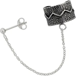 The New Sterling Silver Ear Cuff Earring With Chain & Ball Stud (One Piece) Handcrafted, universal fit, vibrant enamel, secure artisan design SU033O00207