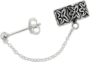 The New Sterling Silver Ear Cuff Earring With Chain & Ball Stud (One Piece) Handcrafted, universal fit, vibrant enamel, secure artisan design SU033O00209