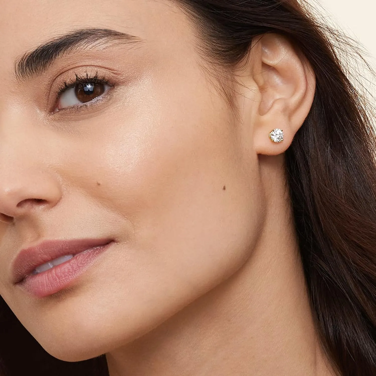 Threadless Flat Back Earrings, Hypoallergenic 14K Real Gold Plated CZ Stud Earrings | Cartilage Earring | Tragus Helix Piercing Jewelry | Push in Flatback Earrings for Women Men
