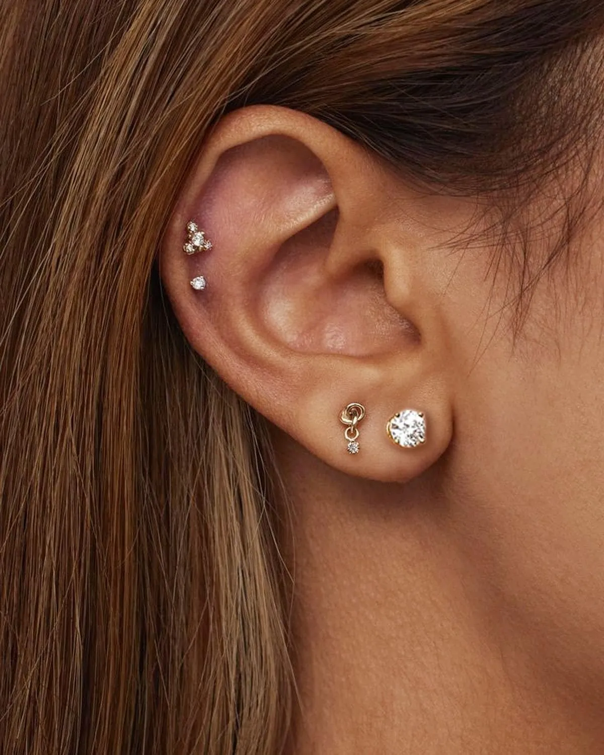 Threadless Flat Back Earrings, Hypoallergenic 14K Real Gold Plated CZ Stud Earrings | Cartilage Earring | Tragus Helix Piercing Jewelry | Push in Flatback Earrings for Women Men