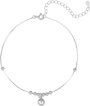 Tinkle Bell Beaded Anklet Bracelet for Women Girls 925 Sterling Silver Bead Ball Jingle Bell Charm Foot Bracelets Dainty Cute Adjustable Chain Jewelry Beach Gifts Christmas