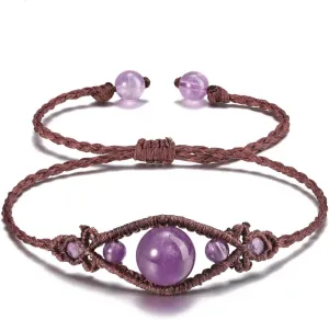 Top Plaza Vintage Bracelets for Women with Real Stones Boho Hand Woven Wrap Healing Crystal Stone Bracelet Braided Jewelry Gifts