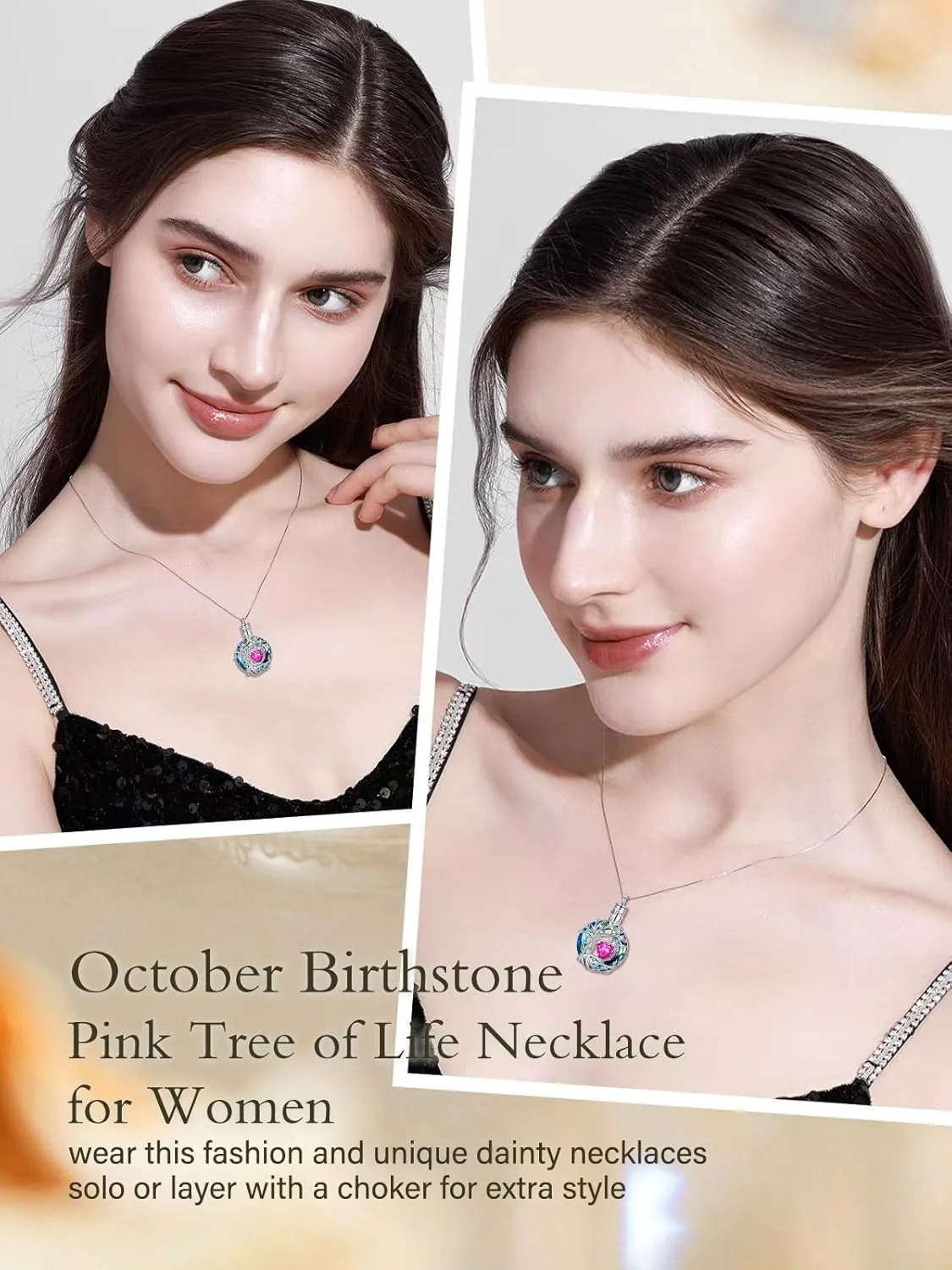 TOUPOP Tree of Life Urn Necklaces for Ashes Birthstone Cremation Jewelry 925 Sterling Silver Crystal Memorial Keepsake Funeral Jewelry for Women (with Funnel Filler)