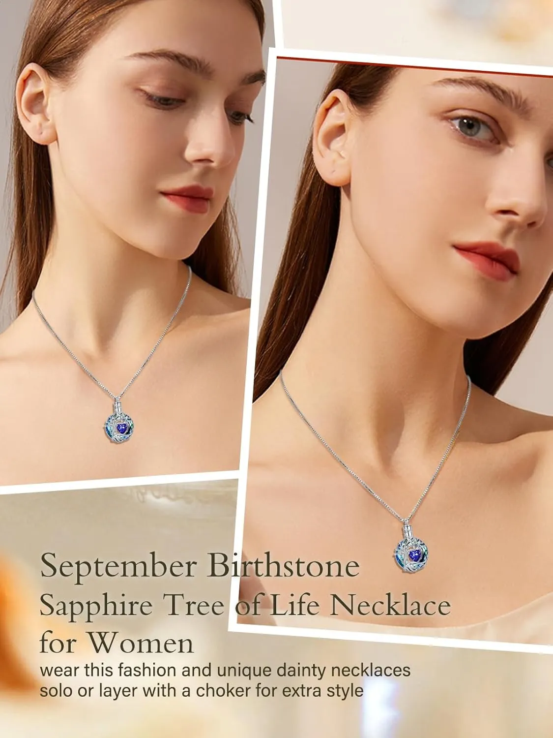TOUPOP Tree of Life Urn Necklaces for Ashes Birthstone Cremation Jewelry 925 Sterling Silver Crystal Memorial Keepsake Funeral Jewelry for Women (with Funnel Filler)