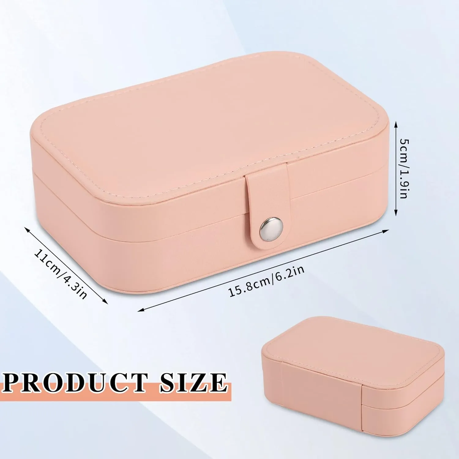 Travel Jewelry Box, PU leather Small Jewelry Organizer For Female Girls, double layer portable mini travel case for storing earrings, rings, necklaces.(Pink)