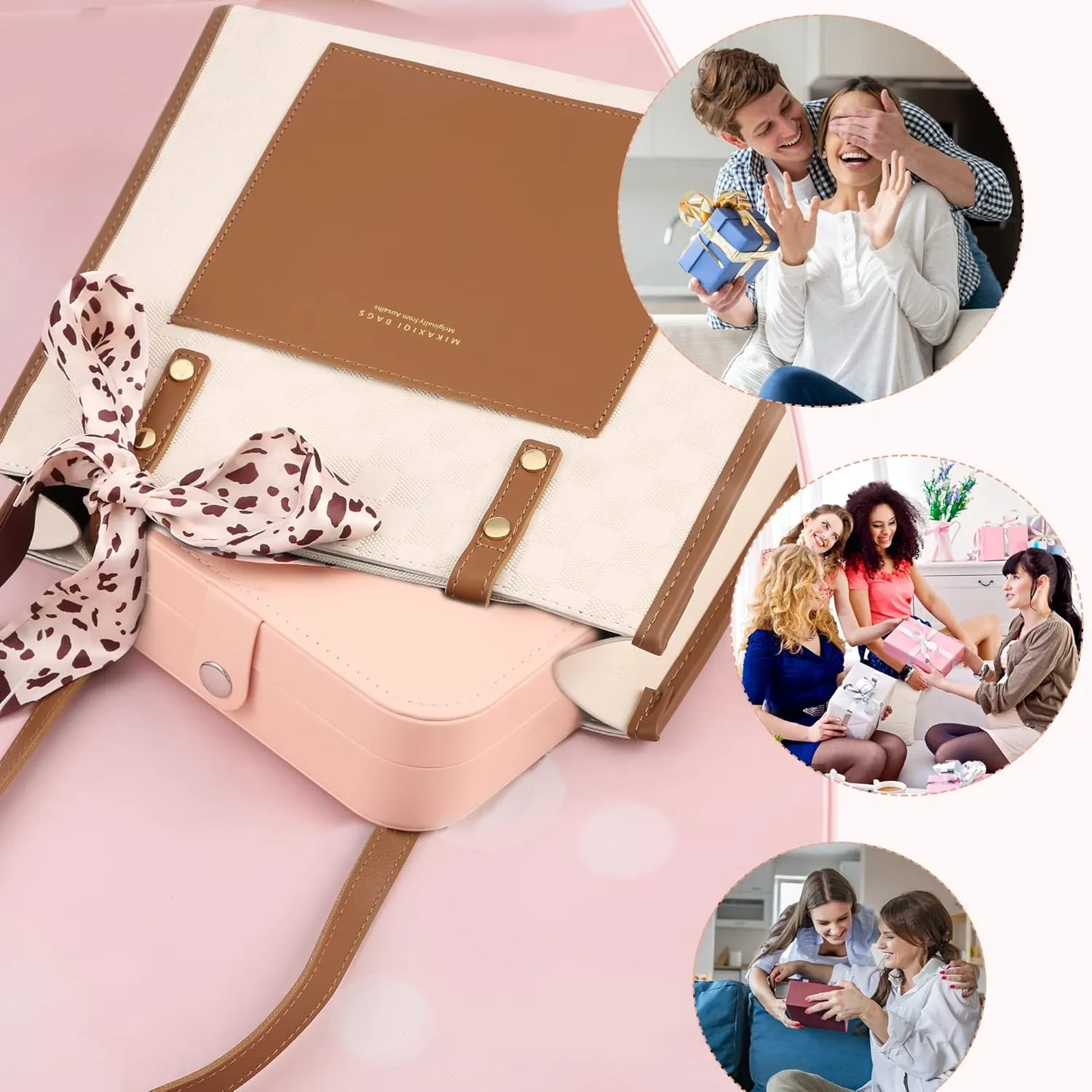 Travel Jewelry Box, PU leather Small Jewelry Organizer For Female Girls, double layer portable mini travel case for storing earrings, rings, necklaces.(Pink)