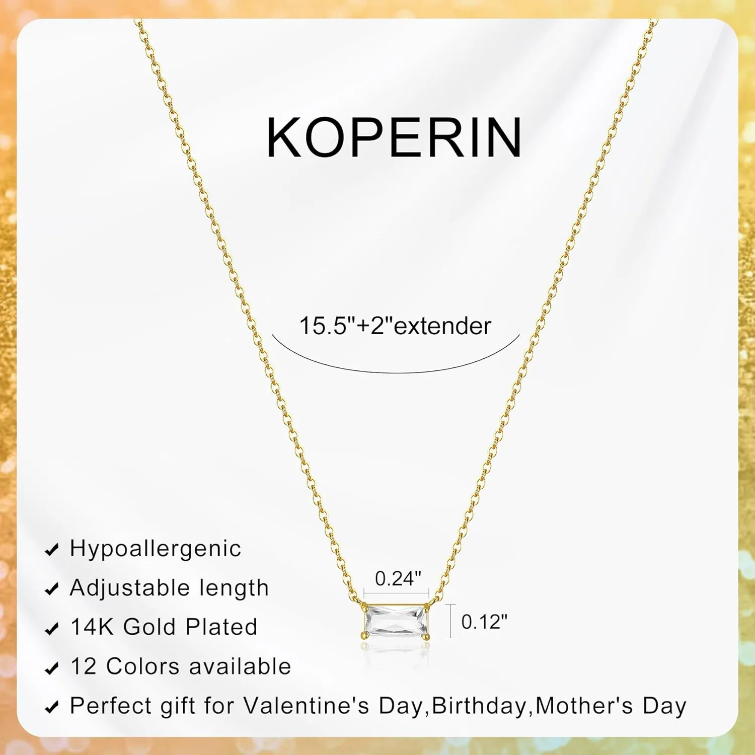 Trendy 14K Gold Plated Diamond Necklaces for Women - Birthstone Necklace for Women Mothers Dainty Gold Necklace Blue Green Cubic Zirconia Pendant Necklace Birthday Gifts for Women Jewelry Gift
