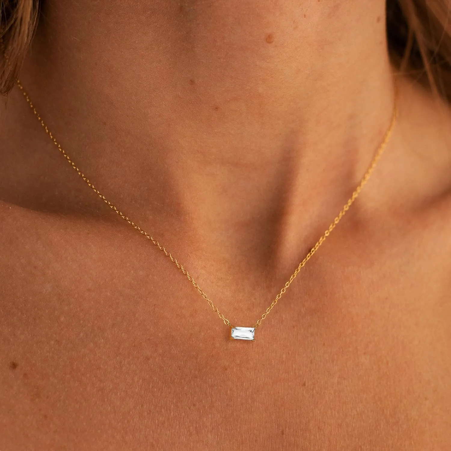 Trendy 14K Gold Plated Diamond Necklaces for Women - Birthstone Necklace for Women Mothers Dainty Gold Necklace Blue Green Cubic Zirconia Pendant Necklace Birthday Gifts for Women Jewelry Gift