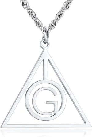 Triangle Initial Necklace for Men Women, Stainless Steel Triangle A-Z Letter Pendant Minimalist Silver Mens Geometric Twist Chain Jewelry Gifts for Him Boyfriend Husband, 22 2 IN