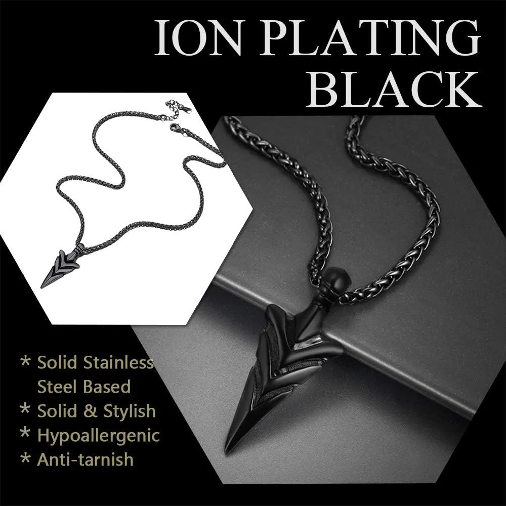 U7 Men Rock Hip Hop Jewelry Stainless Steel 18K Gold Plated Spear Point Arrowhead/Wolf Teeth Pendant Necklaces 22"