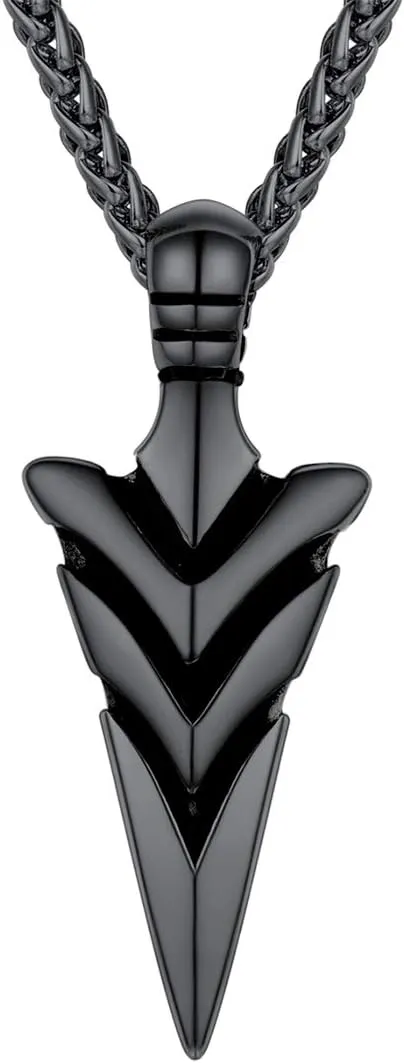 U7 Men Rock Hip Hop Jewelry Stainless Steel 18K Gold Plated Spear Point Arrowhead/Wolf Teeth Pendant Necklaces 22"