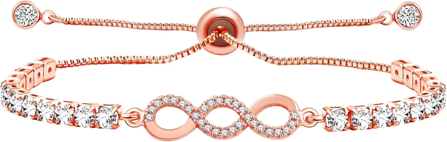 Uloveido Infinity Tennis Bracelet for Women with Sparkling Cubic Zirconia, Endless Love Infinite Symbol Bracelets For Women